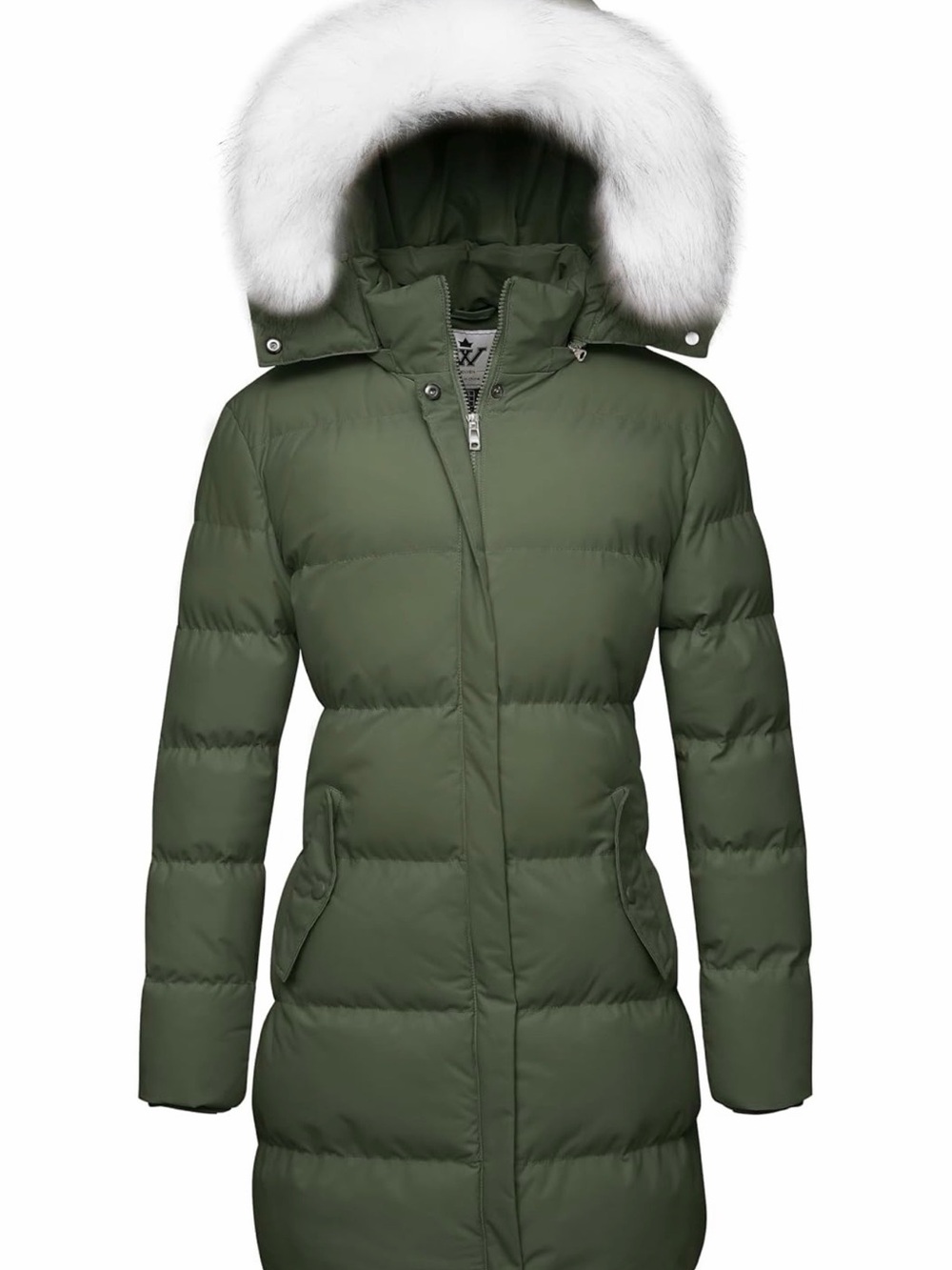 WenVen Women’s Winter Puffer Coat XL Olive Green Fur Hood